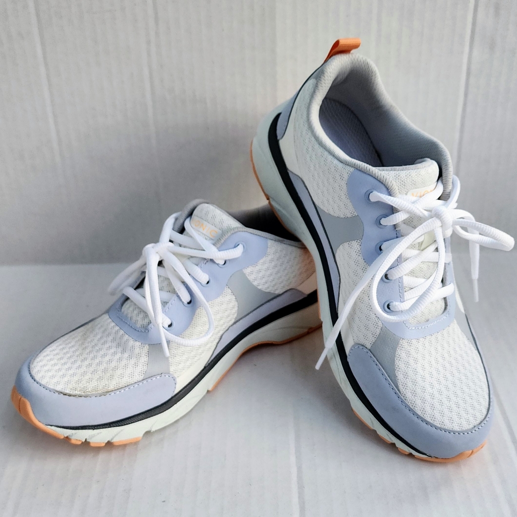 Vionic Lace-Up Orthopedic Walking Sneakers Dashell Blue Haze, White Size 8.5